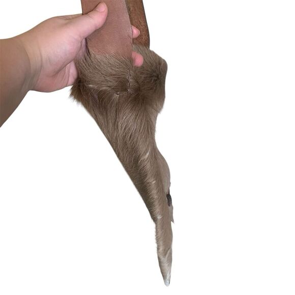 Full Grain Leather Mixed Animal Fur Shoulder Bag Tote Mexico Handmade Brown Boho - Picture 8 of 16